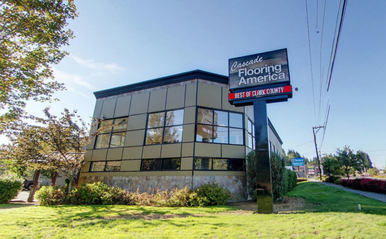 Cascade Flooring America storefront exterior and Clark County sign