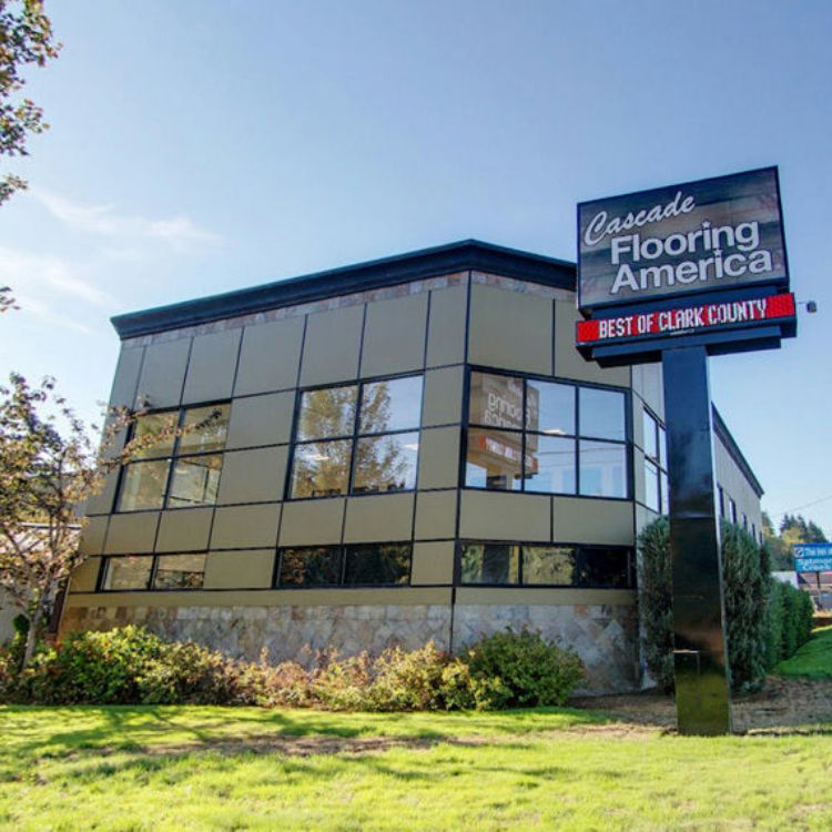 Cascade Flooring America storefront exterior and Clark County sign
