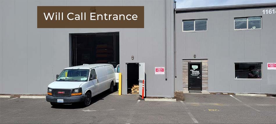 exterior of cascade flooring america warehouse on sunny day