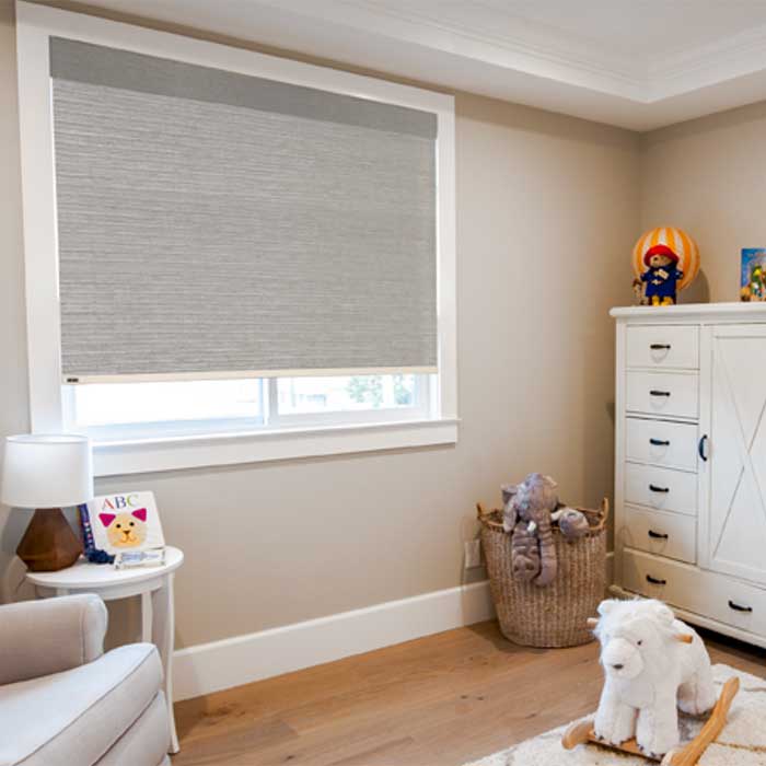 roller shades in a kids bedroom