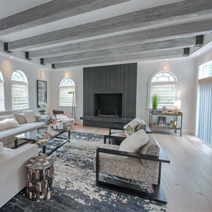 living room blinds in a Vancouver home